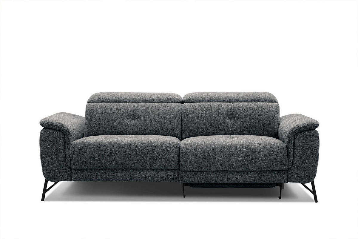 SOFA AVENA 3-Sitzer mit 1 Relaxfunktion, dunkelgrau - Dunkelgrau, Holzwerkstoff/Textil (204/80/108cm) - Courtois Laville