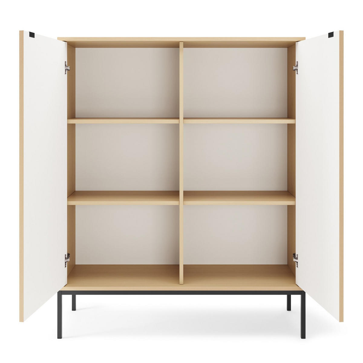 VYSOKÁ komoda Vellore Dekor dub Vicenza s černou podnoží 104 cm - černá/béžová, kov/kompozitní dřevo (104/125/39cm) - Selsey