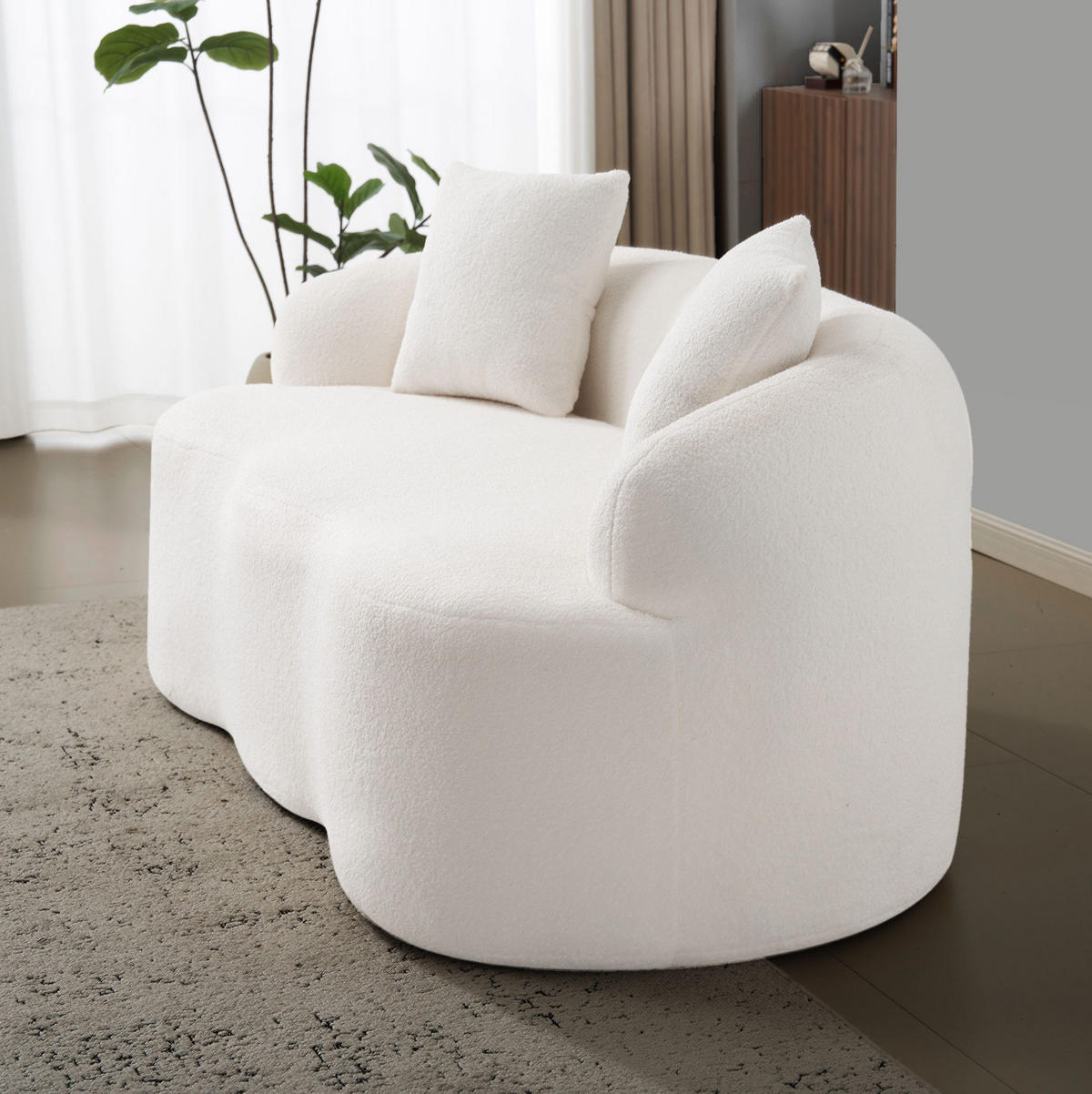 SOFA 2-Sitzer geschwungen White mit 2 Kissen - Weiß, Kunststoff (170/70/89cm) - Meubliv