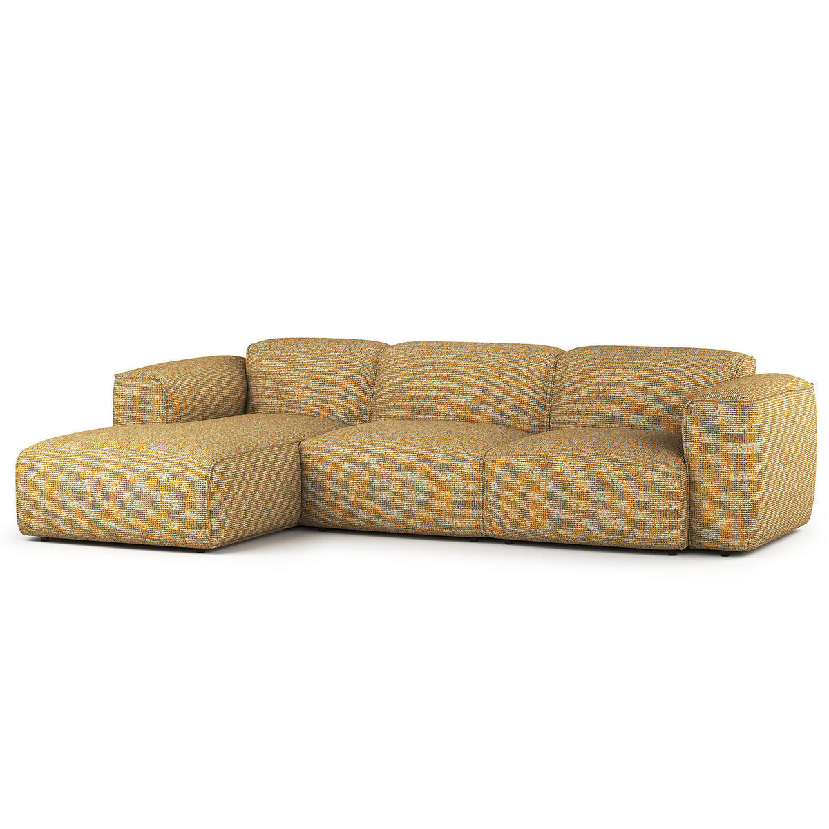 3-SITZER ECKSOFA mit Longchair - Schwarz/Honig, Kunststoff/Textil (284/173cm) - home24