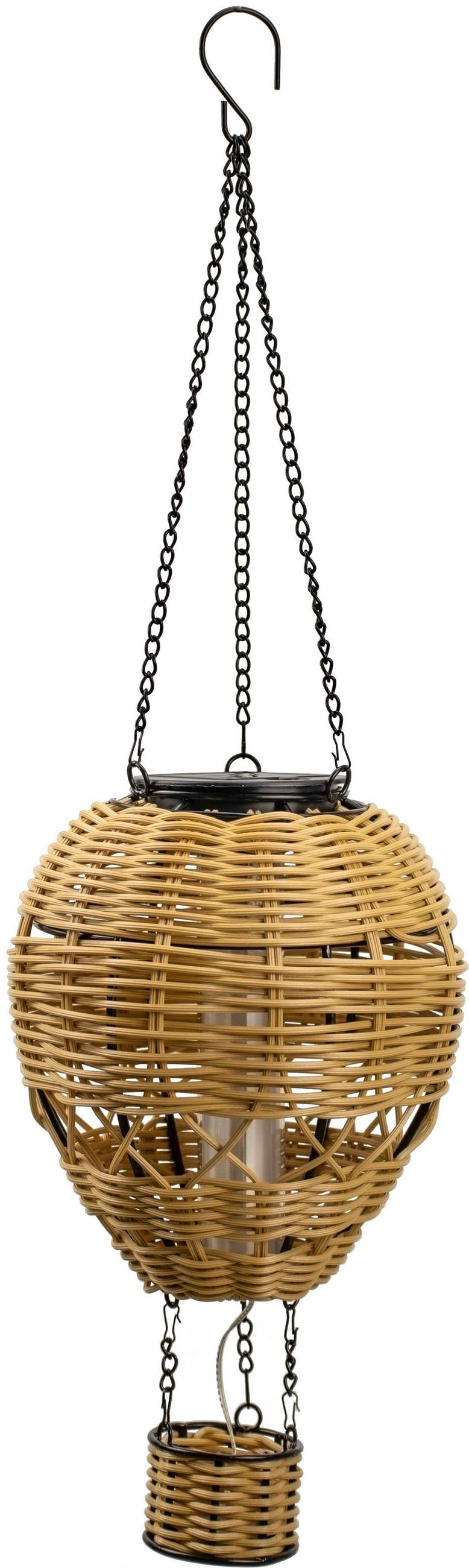 LED-SOLAR-LATERNE - Heißluftballon-Design mit Aufhängung für Garten und Balkon, braun, klein, 1er-Set - Braun, Kunststoff (14/14/48cm) - Northpoint