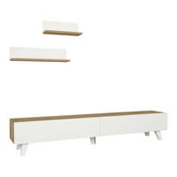 LOWBOARD Saarijärvi mit 2 Wandregalen - Weiß, Holzwerkstoff (180/33/31cm) - [en.casa]