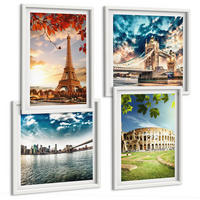 BILDER SET 4er Set - 50x50 cm & 40x60 cm Weißer Rahmen - Denkmäler Europas in warmen Farben - Weiß, Kunststoff (50/50cm) - TULUP