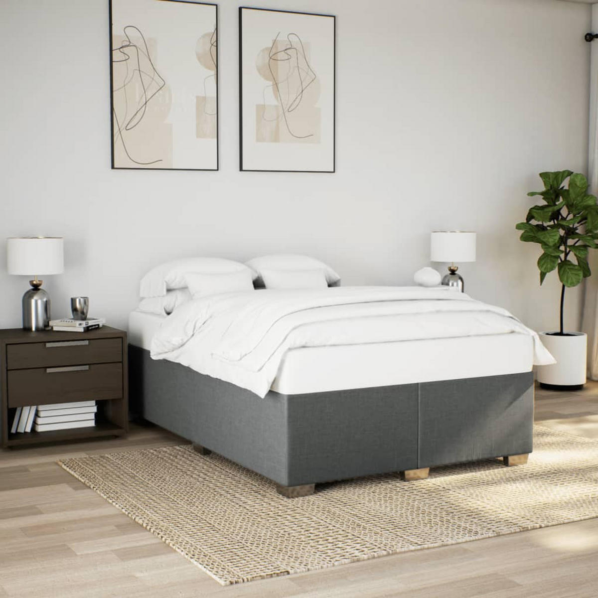 BETTGESTELL Ohne Matratze Dunkelgrau 160/200 Cm Stoff - Grau, Textil (160/200cm) - vidaXL