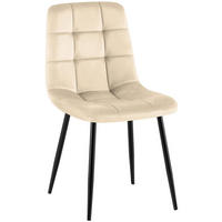 STUHL Samt Cremeweiß - Creme/Schwarz, Textil/Metall (45/84/55cm) - CLP