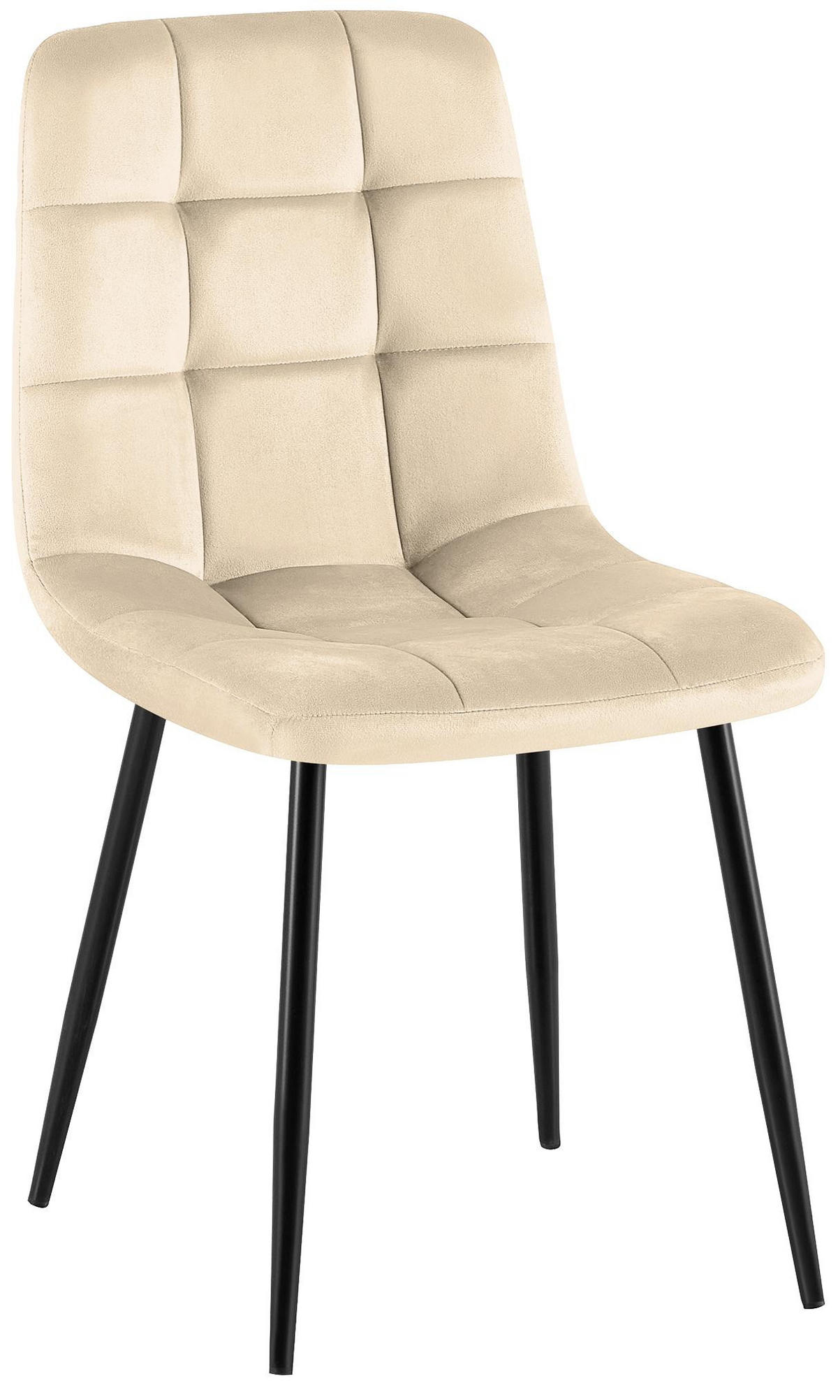 STUHL Samt Cremeweiß - Creme/Schwarz, Textil/Metall (45/84/55cm) - CLP