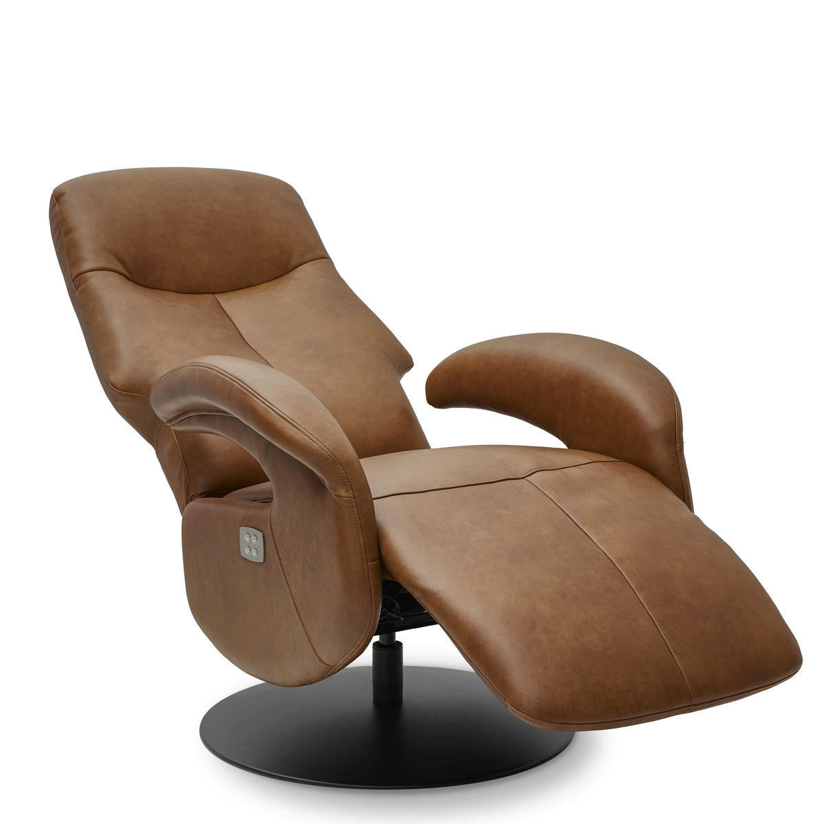 RELAXSESSEL Echtleder Cognac Braun - Schwarz/Braun, Leder/Metall (79/115/85cm) - Furnhouse
