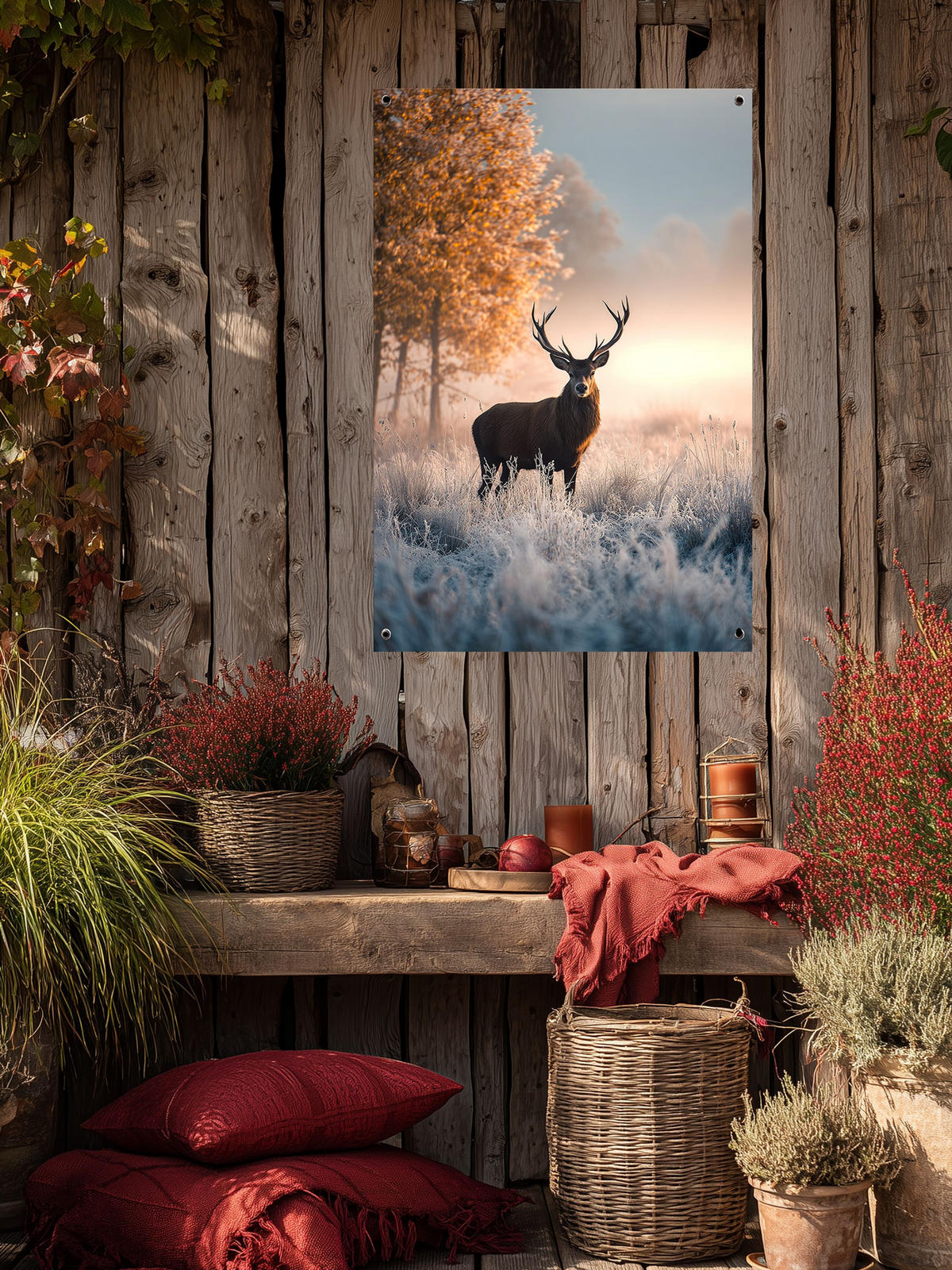 GARTEN-POSTER 60x90 cm Gartendeko: Hirsch - Beige, Kunststoff (60/90/2cm) - artissimo