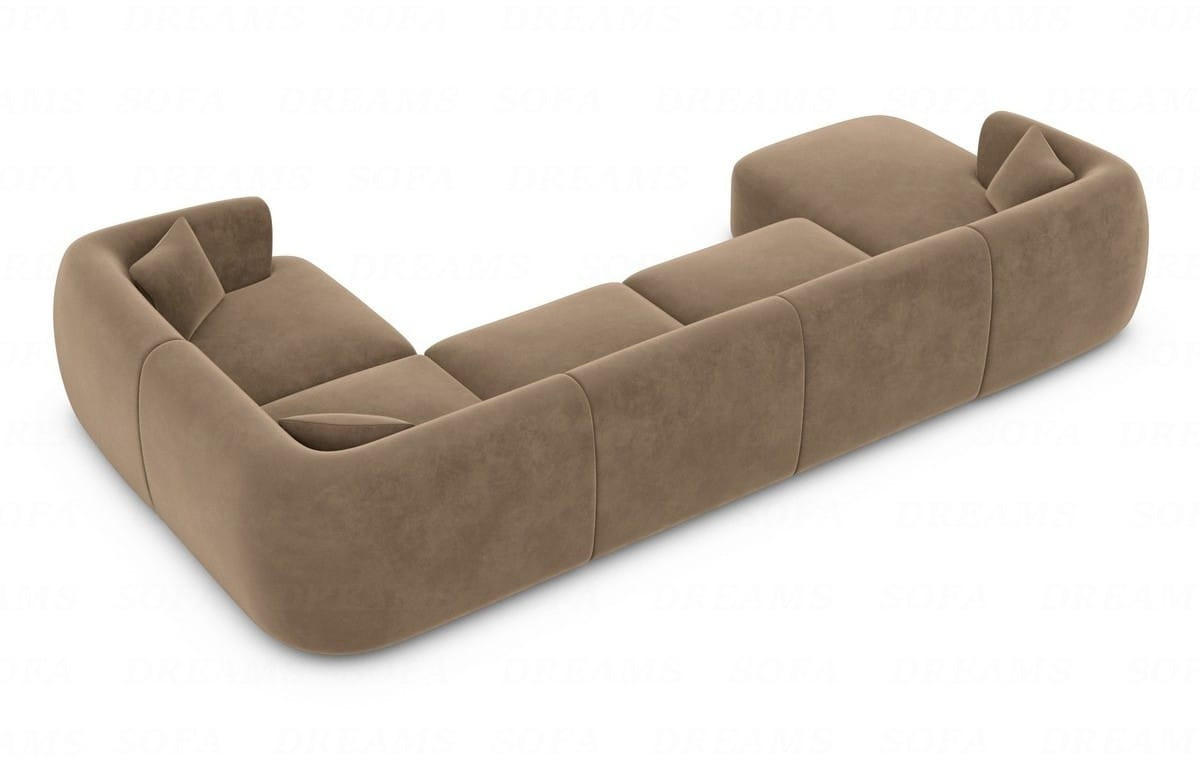 WOHNLANDSCHAFT Azura Braun Samtstoff - Braun, Kunststoff (325/78/177cm)