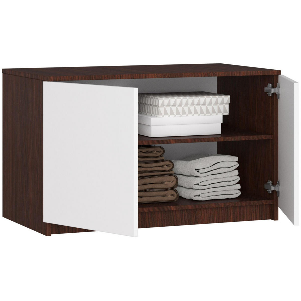 KLEIDERSCHRANK AUFSATZSCHRANK Wengefarben,Weiß 90x51x55cm - Wengefarben/Weiß, Holzwerkstoff (90/55/51cm) - Akord