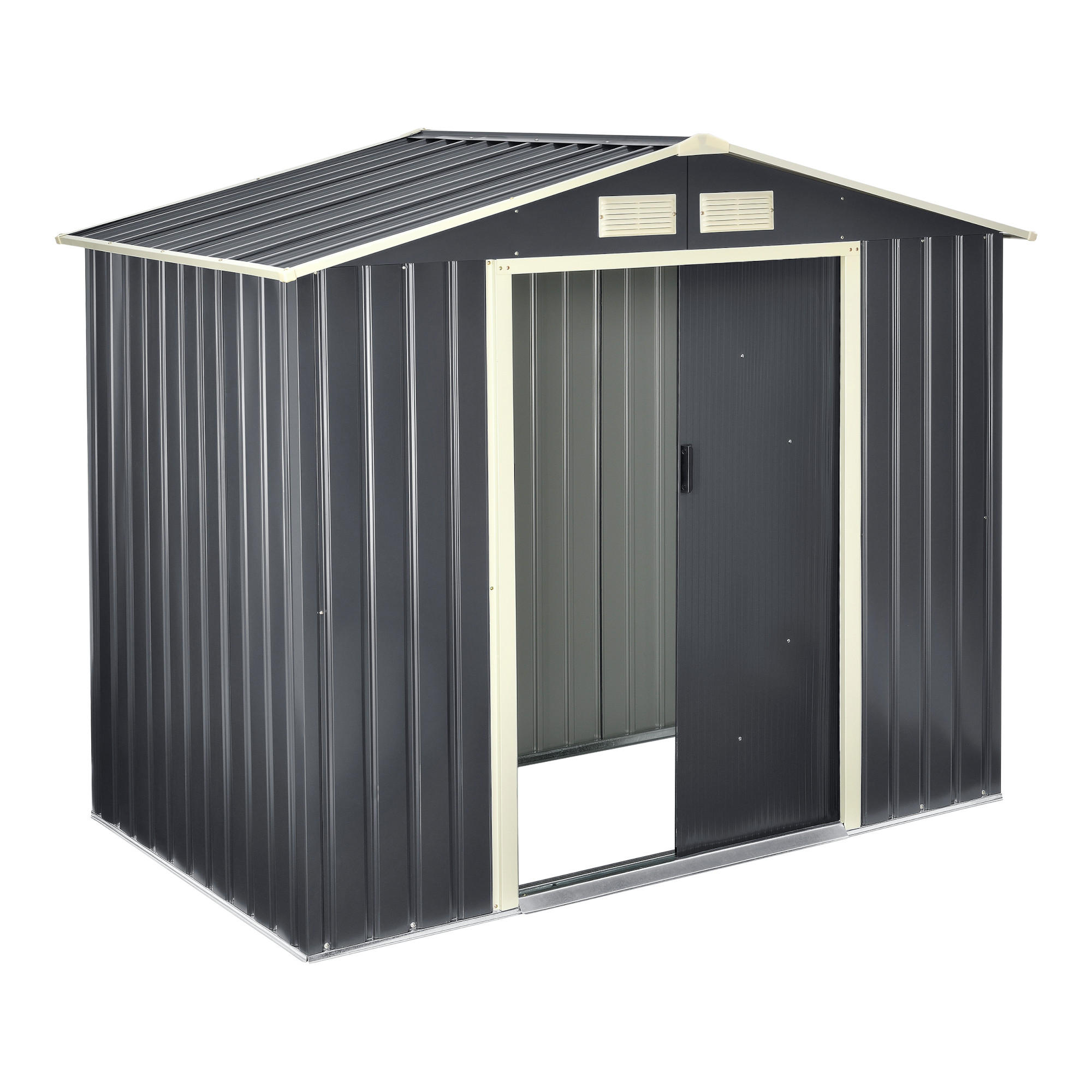 GARTENSCHUPPEN - Dunkelgrau, Metall (213/185/127cm) - [en.casa]