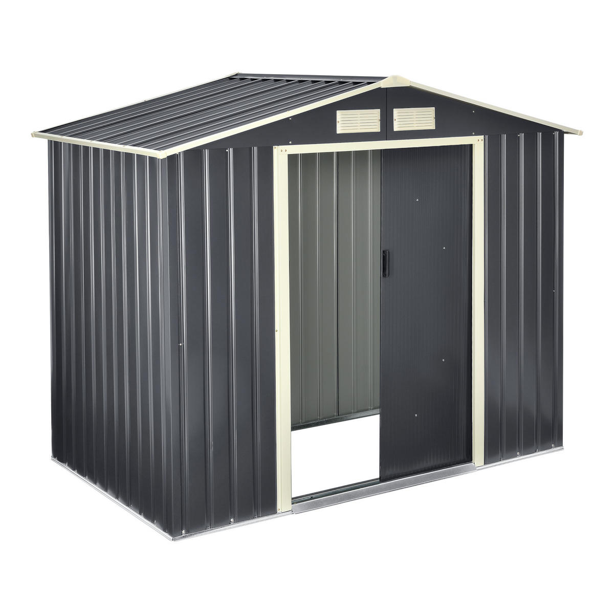 GARTENSCHUPPEN - Dunkelgrau, Metall (213/185/127cm) - [en.casa]