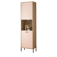 VITRINE Kaschmir, Eiche 54 x 204 cm, VITRINEnschrank mit Soft-Close - Kaschmir/Eichefarben, Glas/Holzwerkstoff (54/204/35cm) - Furn.Design