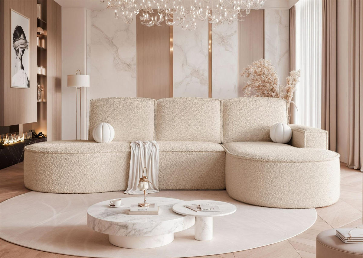 ECKSOFA Arlet Mit Schlaffunktion - Beige, Holzwerkstoff/Textil (156/277cm) - Fun Möbel