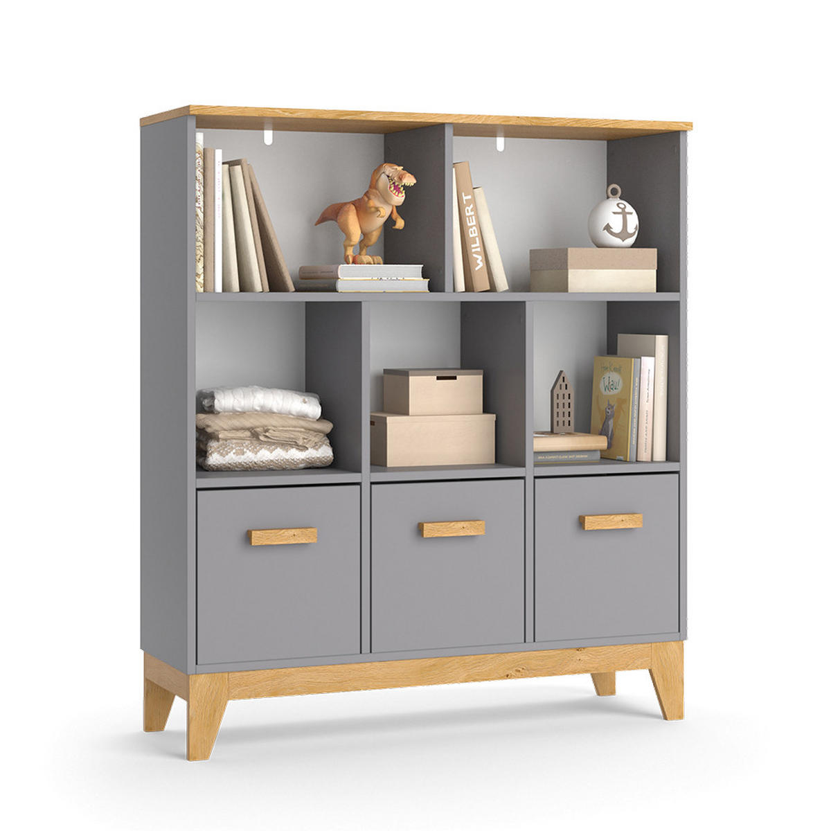 SPIELZEUGSCHRANK Malia Grau 98.4 x 113.4 cm - Grau, Holzwerkstoff (98.4/113.4/32.6cm) - VitaliSpa