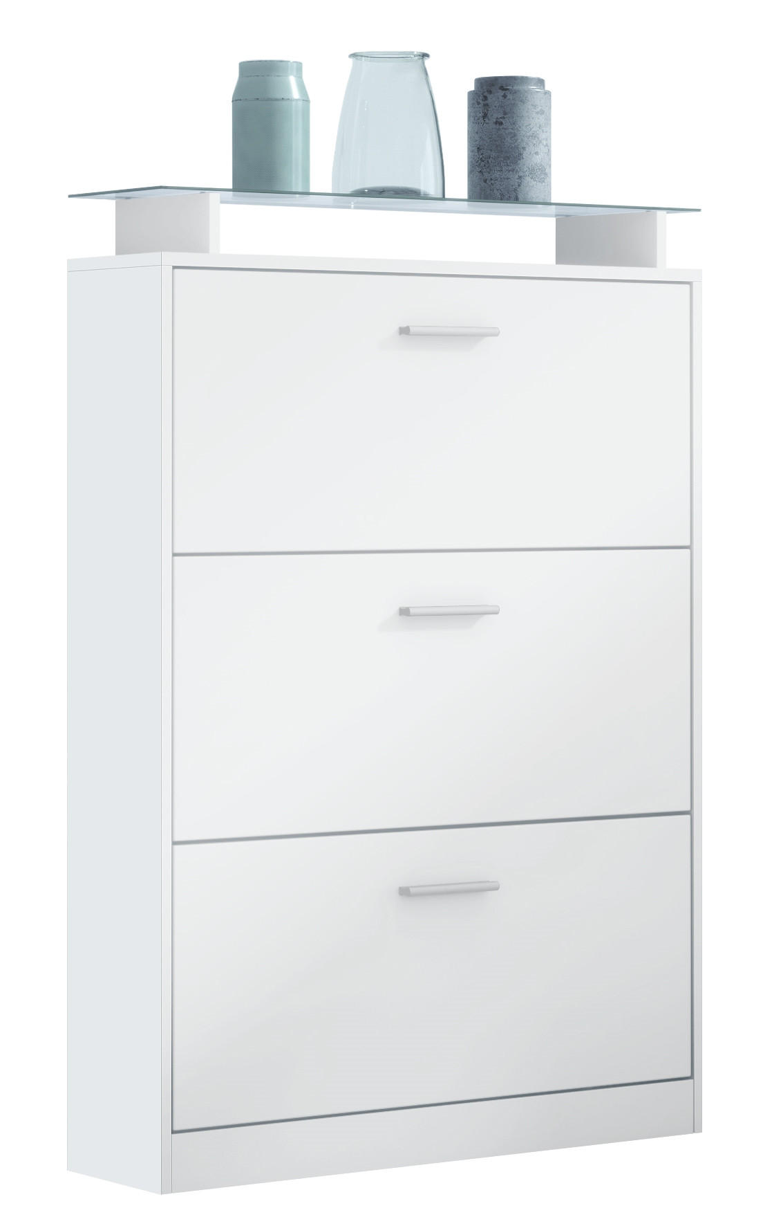 SCHUHSCHRANK Lavia Front in Weiß matt - Weiß, Holzwerkstoff (89/128/23cm) - Vladon