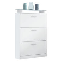 SCHUHSCHRANK Lavia Front in Weiß matt - Weiß, Holzwerkstoff (89/128/23cm) - Vladon