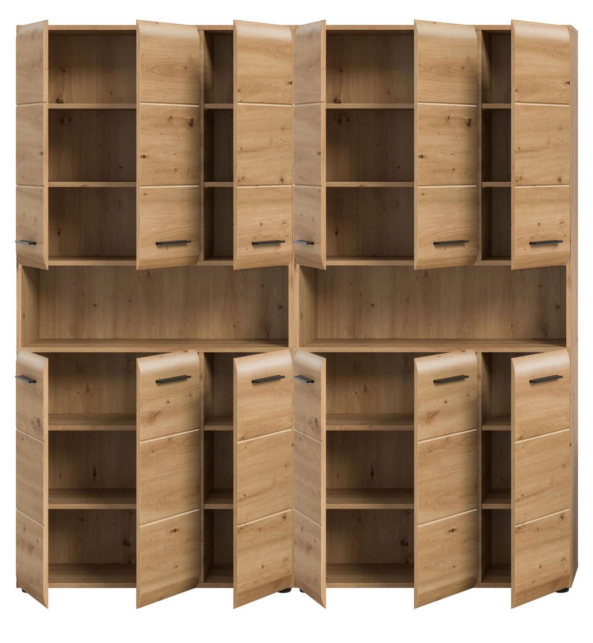 BADEZIMMERSCHRÄNKE Eiche Artisan, 2x Mehrzweckschrank 180 cm, viel Stauraum, Cover - Schwarz/Eiche Artisan, Holzwerkstoff/Kunststoff (180/185/30cm) - Inn.Furn