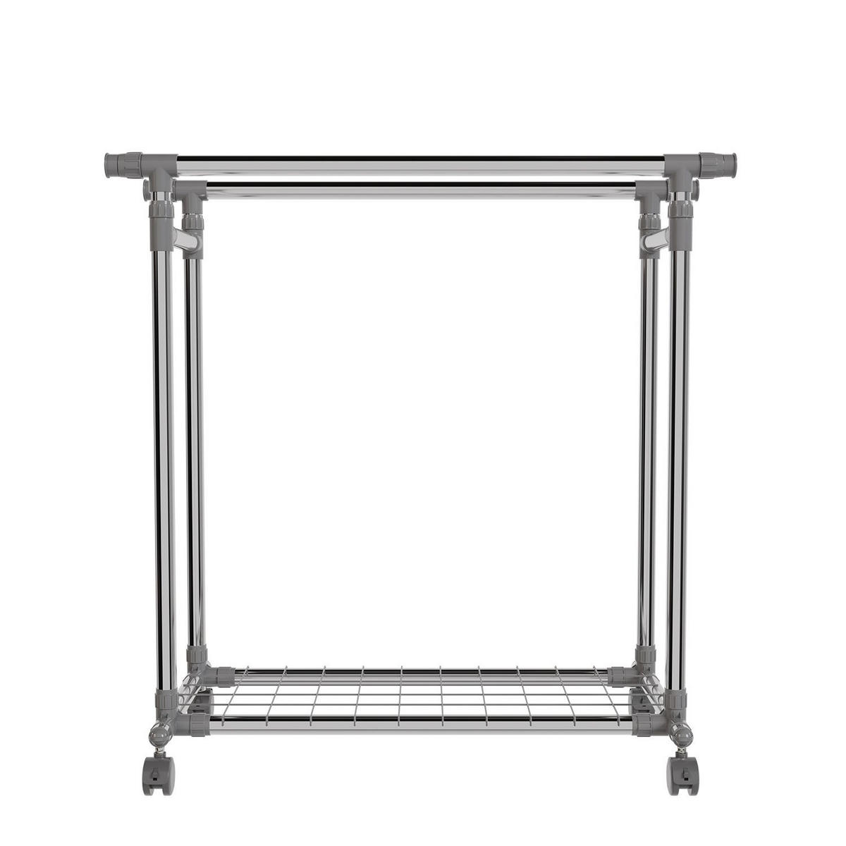 KLEIDERSTÄNDER silber 360° frei drehbare Räder - Silberfarben, Metall (153/160/43cm) - Juskys