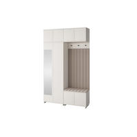 GARDEROBE Napoli version 11 mit Spiegel, mit POLSTERPANEELEN BEIGE - Beige/Creme, Holzwerkstoff (140/229/40cm) - Jerpax