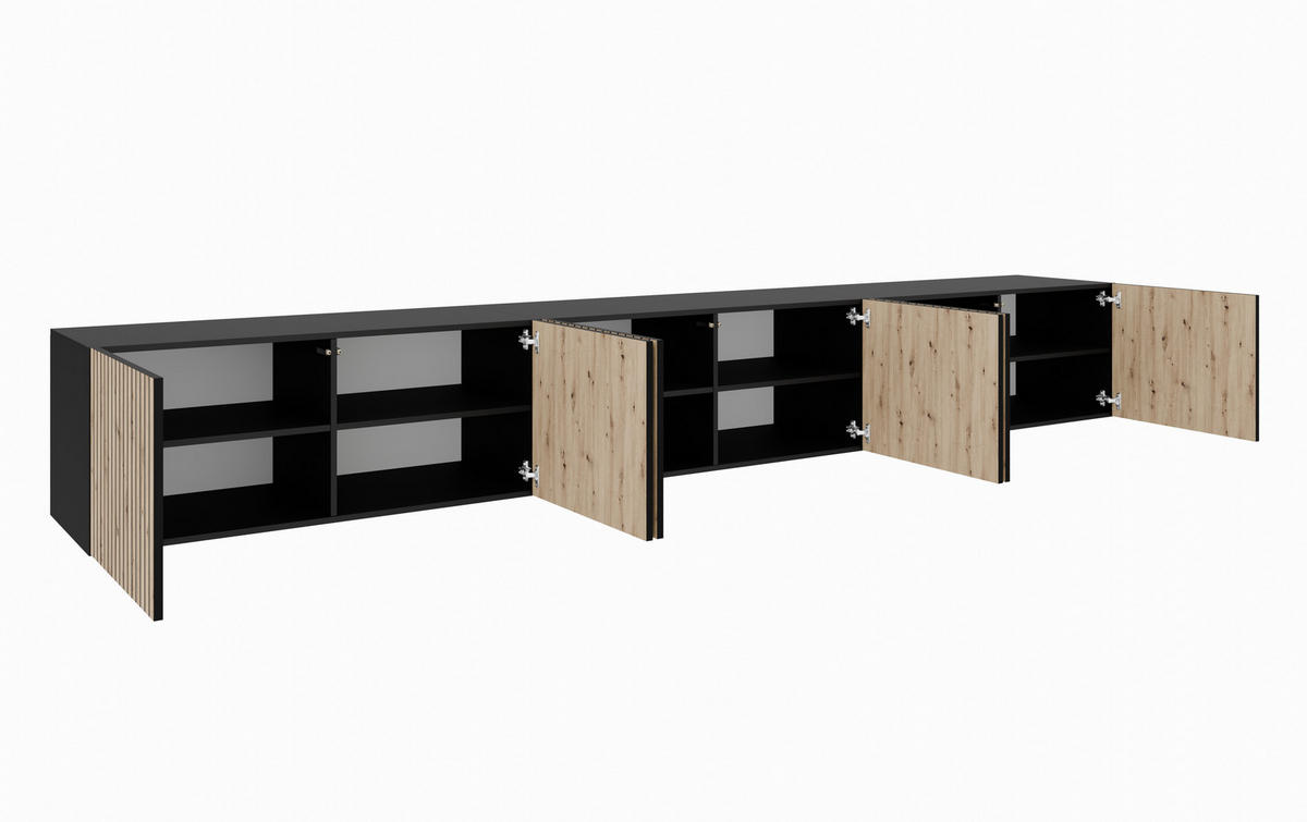 TV-SCHRANK CORA - Schwarz/Eiche Artisan, Holzwerkstoff (300/41/40cm) - Meblini