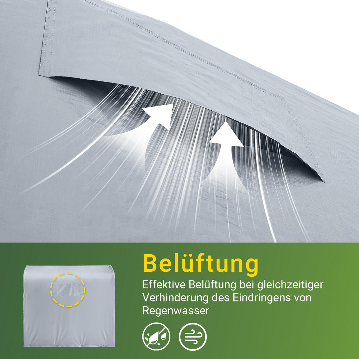 ABDECKPLANE für Fahrradgarage/Geräteschuppen, (ohne Rahmen), 120x176x163cm - Silberfarben, Kunststoff (120/163/176cm) - SoBuy