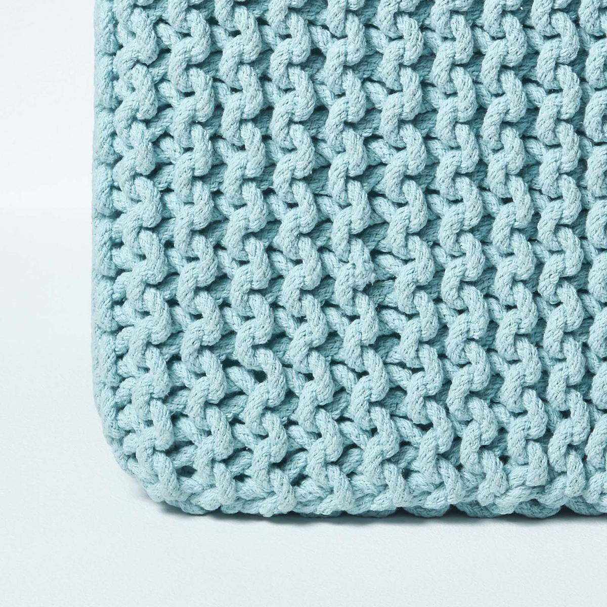 STRICK-POUF pastellblau, Sitzwürfel 35/35/35 cm - Hellblau, Textil (35/35/35cm) - Homescapes