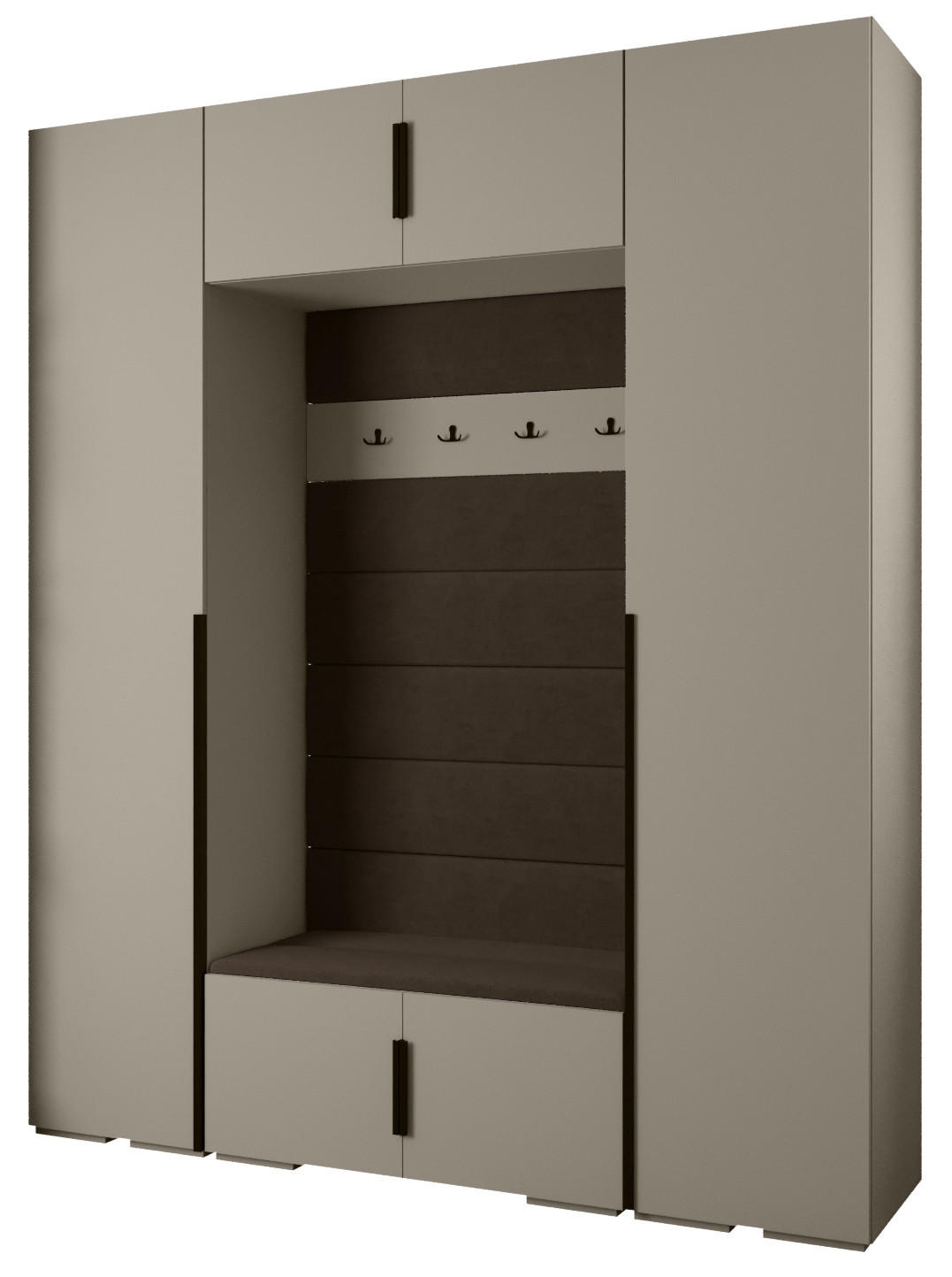 Abiks Möbel Garderoben-Set Kaschmir, Braun, Schwarz 200x236.7x47 cm