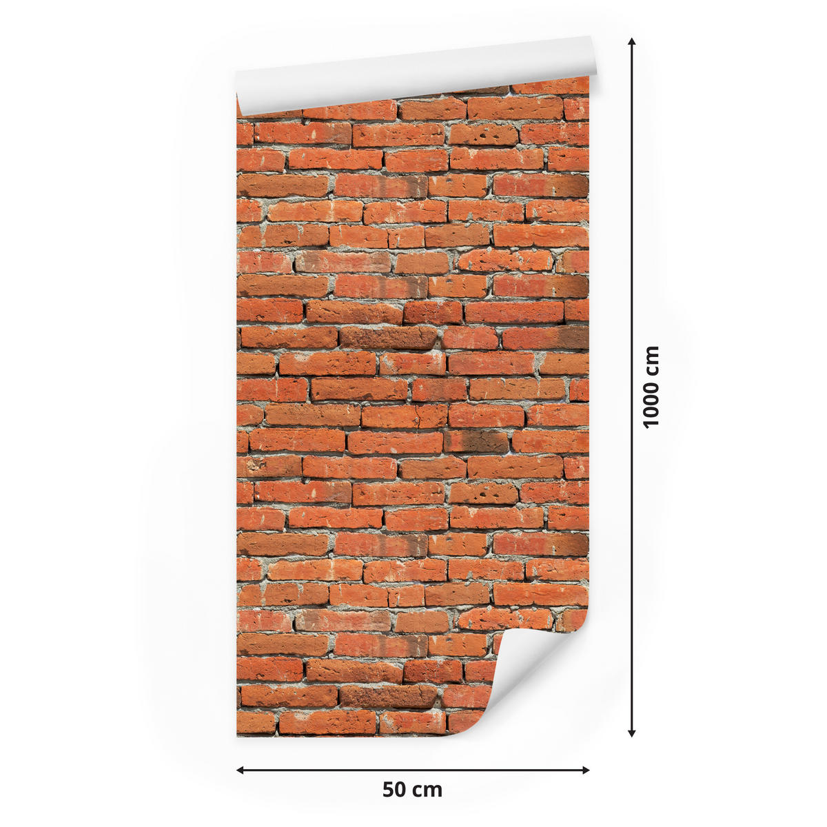 VLIESTAPETE Alte Ziegelwand in 3D-Optik – Ziegelrot – 50x1000 cm - Rotbraun, Papier (50/1000cm) - Muralo