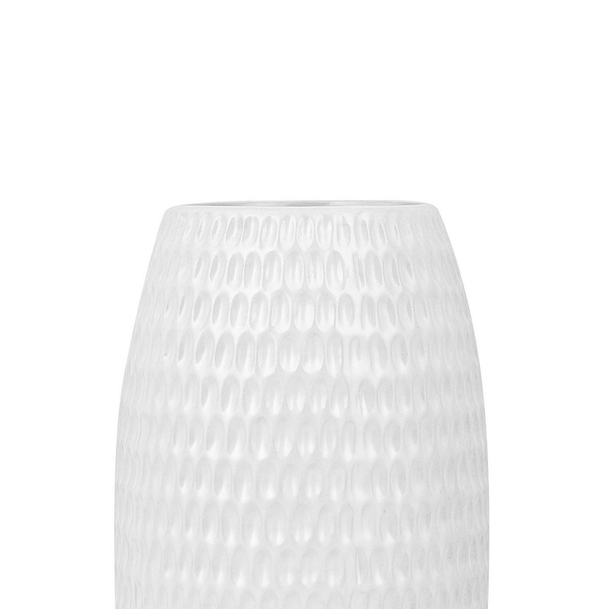 DEKOVASE Steinzeug weiß Linzi - Weiß, Stein (25cm) - Beliani