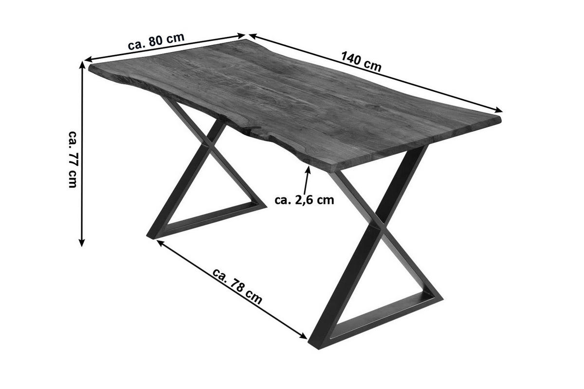 ESSTISCH KASIMIR - Schwarz/Braun, Holz/Metall (80/140/77cm) - SAM