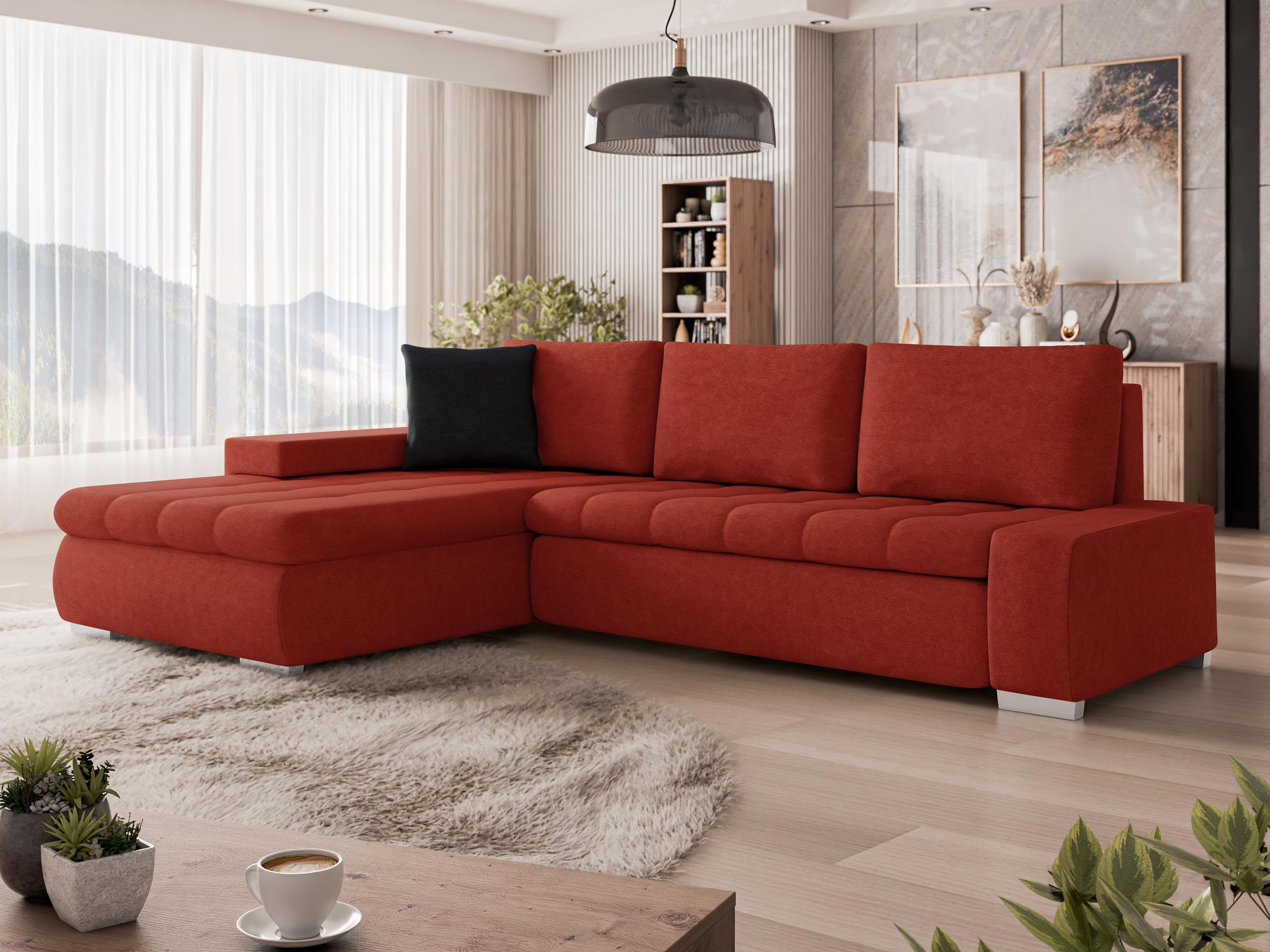 ECKSOFA Orkan Mini - Rot, Holz/Textil (265/185cm) - MIRJAN24