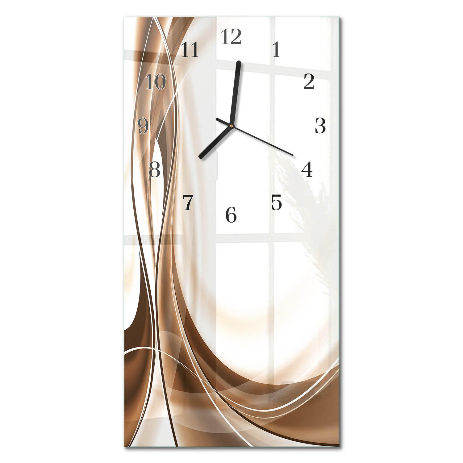 WANDUHR 60x30 cm - Abstraktion - Beige, Glas (30/60/0.4cm) - TULUP