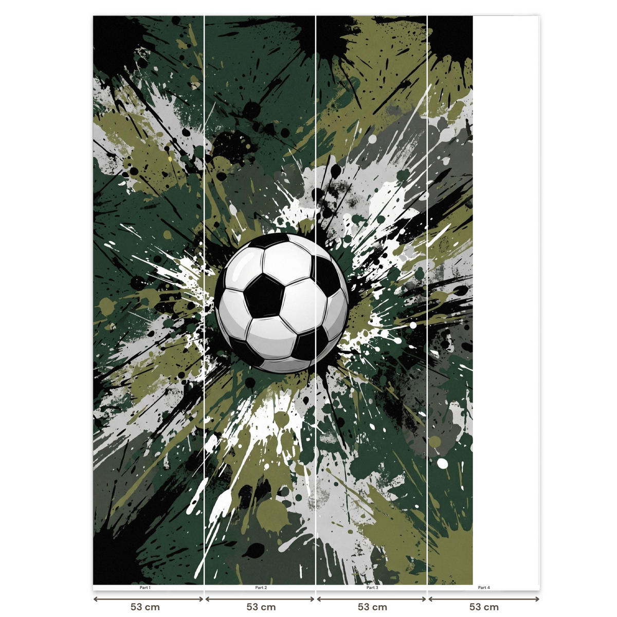 KINDERTAPETE - Fußball - Farbe - Spritzer - Grün - 180x280 cm - Dunkelgrün, Papier (180/280cm) - OnlyWow