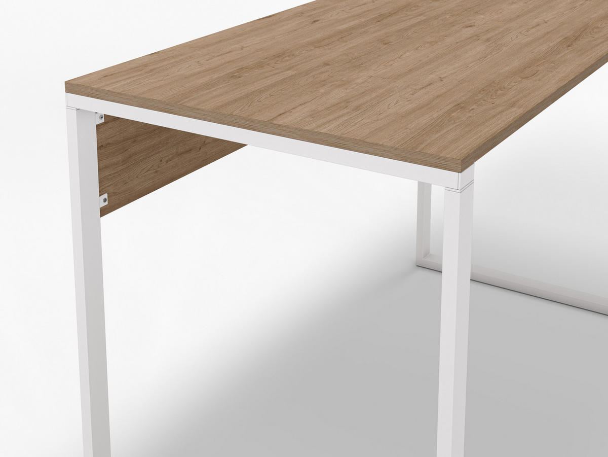 SCHREIBTISCH Inna Eiche 100/60/75 cm - Eichefarben/Weiß, Holzwerkstoff/Metall (60/100/75cm) - Decortie