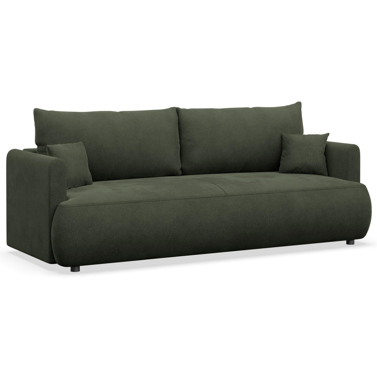 3-SITZER SOFA Ovo Mini Olivgrün Velours Easy-Clean - Schwarz/Olivgrün, Kunststoff/Textil (226/90/97cm) - Selsey