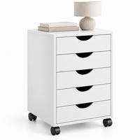ROLLCONTAINER Weiß 5 Schubladen auf Rollen 69 cm - Weiß, Holzwerkstoff/Kunststoff (45/69/40cm) - Relaxdays