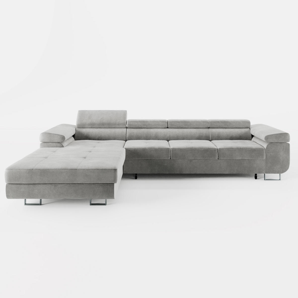 ECKSOFA VEMO CORE PLUS Links Schwarz Velours-Stoff mit Schlaffunktion und Bettkasten - Schwarz, Holz/Metall (335/205cm) - Barchello