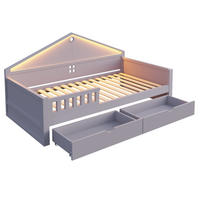 KINDERBETT 90/200 cm DE-01545, in Grau, mit Lichtleiste und 2 Schubladen - Grau, Holz (90/200cm) - ComfortXL