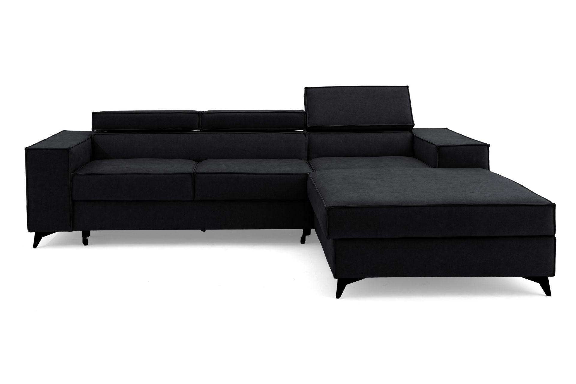 ECKSOFA PURE S Rechts mit Schlaffunktion 127x215 Velours Graphit - Graphitfarben/Schwarz, Holz/Textil (204/281cm) - Muffo