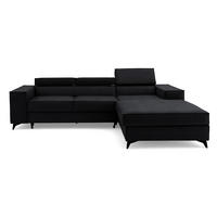 ECKSOFA PURE S Rechts mit Schlaffunktion 127x215 Velours Graphit - Graphitfarben/Schwarz, Holz/Textil (204/281cm) - Muffo