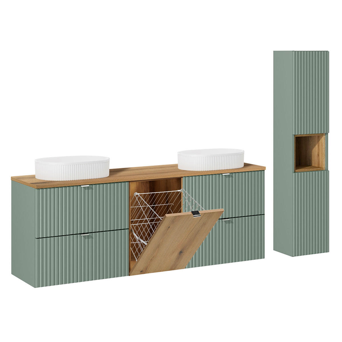 BADMÖBEL 160.4cm Jade 2er-Set Grün - Grün, Holzwerkstoff (160.4/59.5/40cm) - Petits-meubles