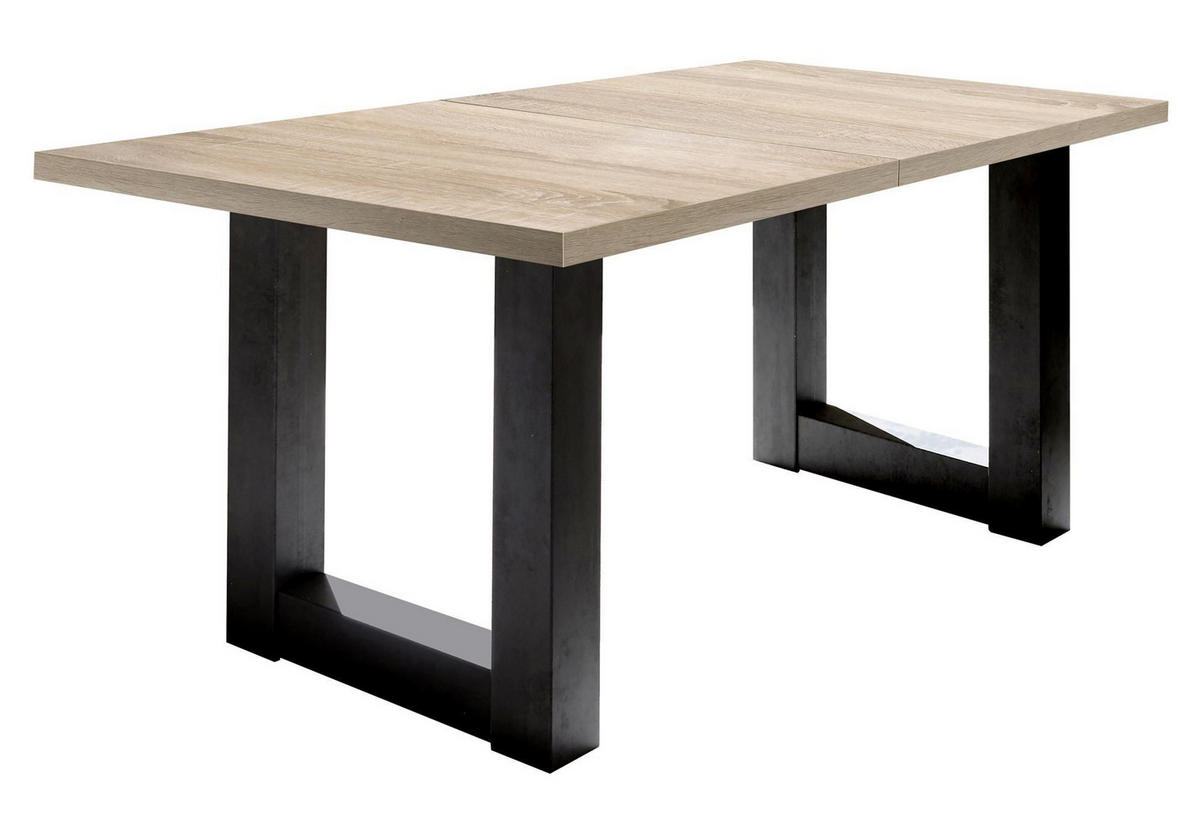 ESSTISCH ausziehbar Eila 7 140 x 90 x 75 Esszimmertisch Schwarzstahl/Eiche Sägerau - Sonoma Eiche, Holz (140/90/75cm) - 58aufmkessel