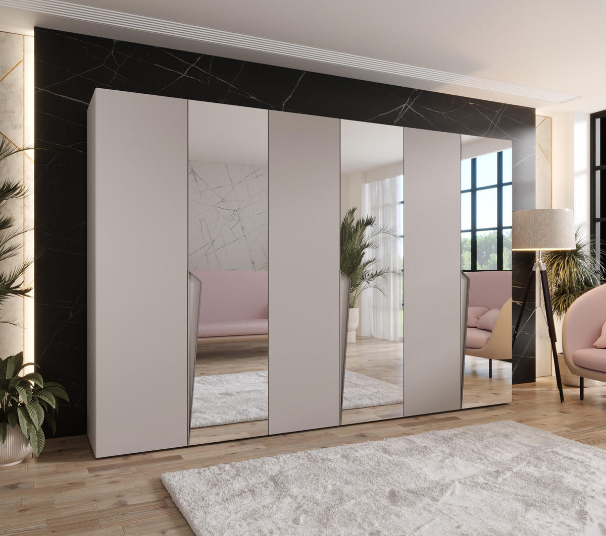 DREHTÜRENSCHRANK 202/300/52 6-türig - Beige, Holz/Metall (300/202/52cm) - Abiks Möbel