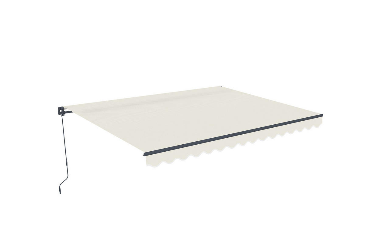 EINTEILIGE MARKISE Vecchio Beige 4m x 3m - Premium-Leinwand 320g/m² - Beige, Metall (395/270/300cm) - Cazeboo