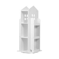 KINDERBÜCHERREGAL aus WPC-Platte in Weiß Drehbar Hausform Attraktives Design Praktisch 41 x 41 x 95 cm - Weiß, Holzwerkstoff (41/96/41cm) - Livingandhome