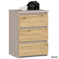 NACHTTISCH CL3 Kaschmir 40 cm 3 Schubladen Front Artisan-Eiche B40xH57xT35 cm - Beige/Braun, Holzwerkstoff (40/57/35cm) - Akord