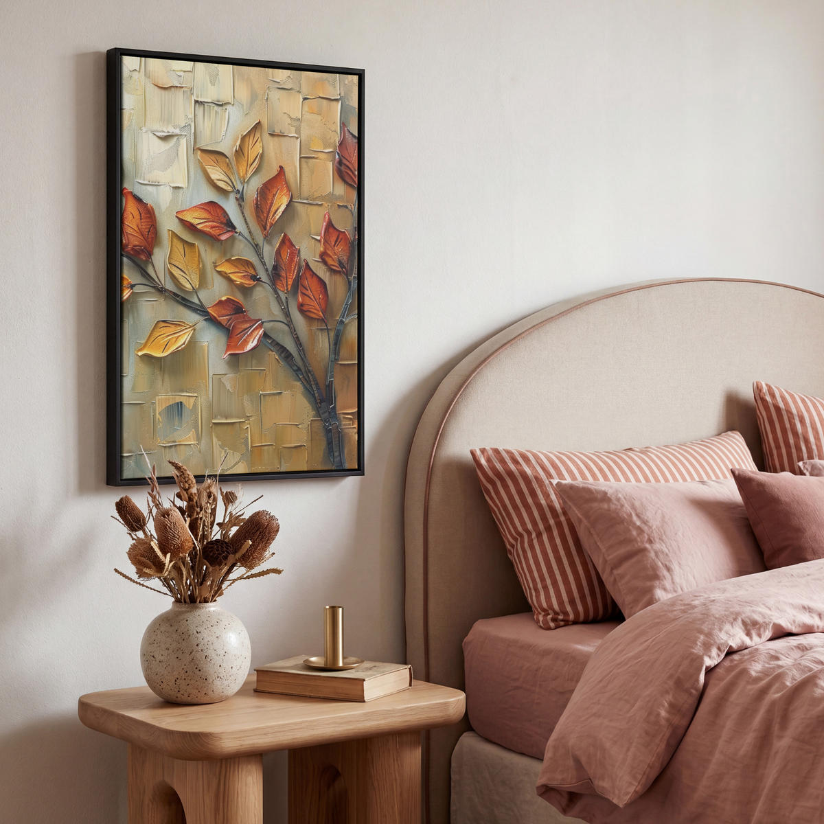 LEINWAND Bilder mit Rahmen - Baum - Abstrakt - Natur - Kunst - 40x60 - Goldfarben, Textil (40/60cm) - MuchoWow