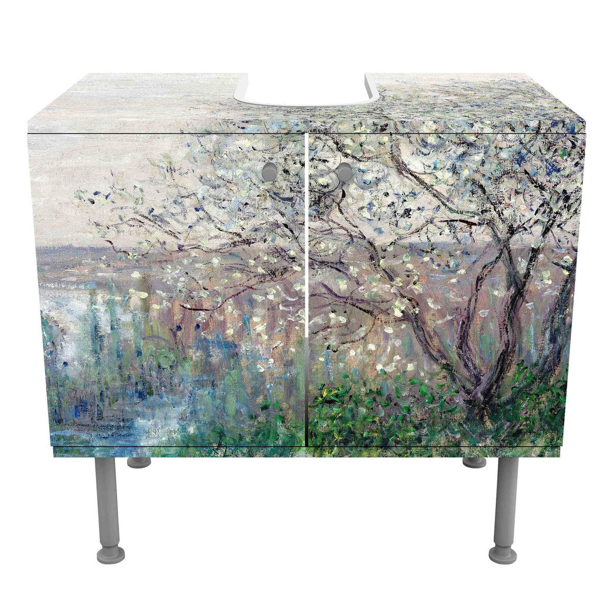 WASCHBECKENUNTERSCHRANK Claude Monet - Frühlingsstimmung 60/55/35 cm - Beige, Holzwerkstoff (60/55/35cm) - Bilderwelten