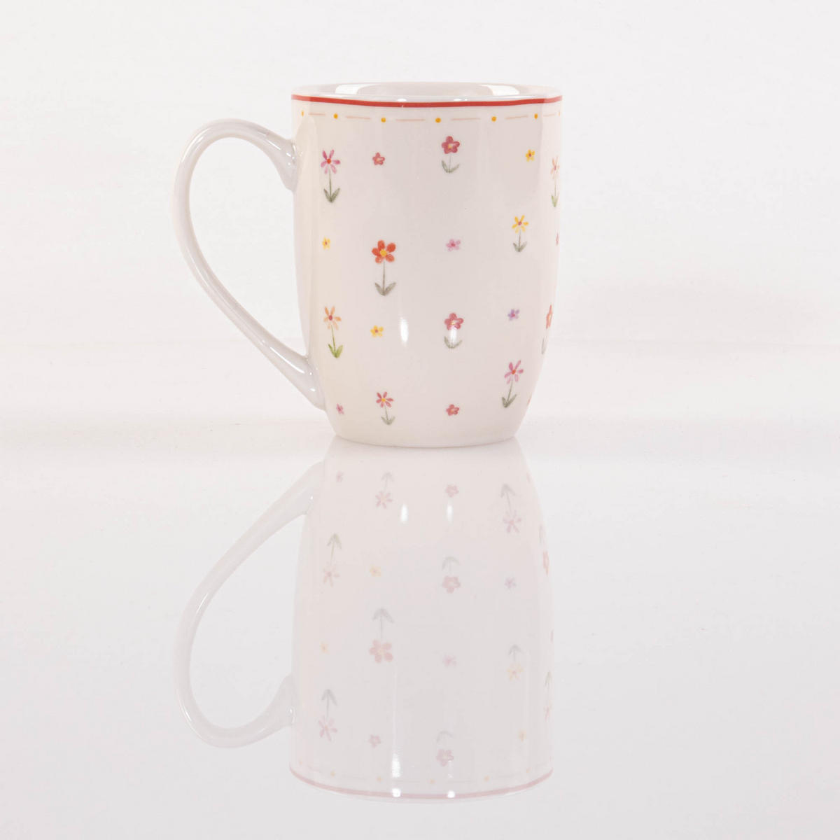 PORZELLANBECHER Blümi 350 ml - Multicolor/Weiß, Keramik (12L) - Boltze Home